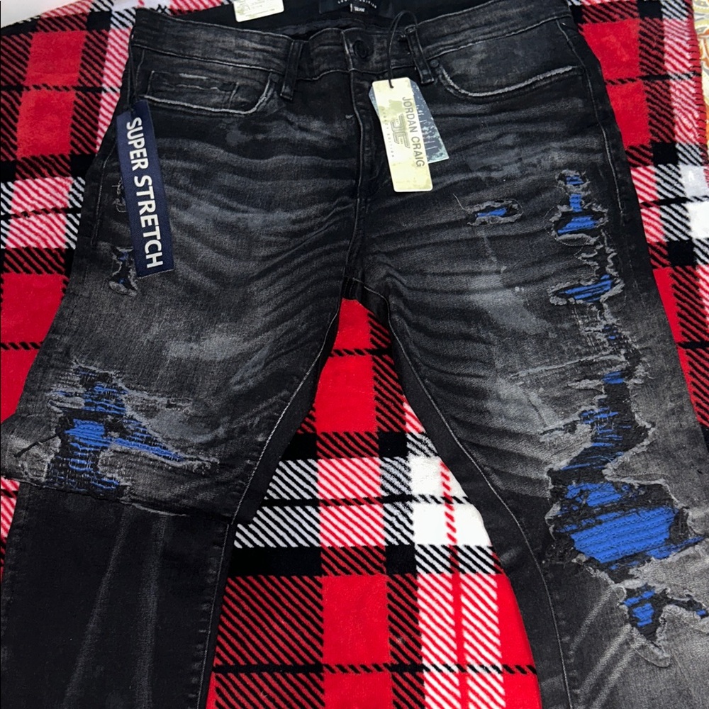 Jordan Criag Men's Black Distressed Jeans